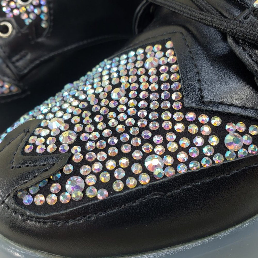 Rhinestone Combat Boots Punk Goth Glam Shoes_3